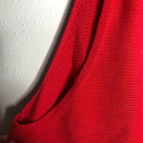 2/$30 Ava & Viv Cherry Red V-Neck Sweater Tie Shoulder Knit Tank - Picture 6 of 10